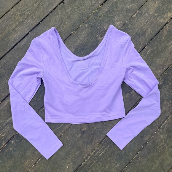 Adidas Crop Light Purple Long Sleeve Top Size Small NWT - Picture 3 of 8
